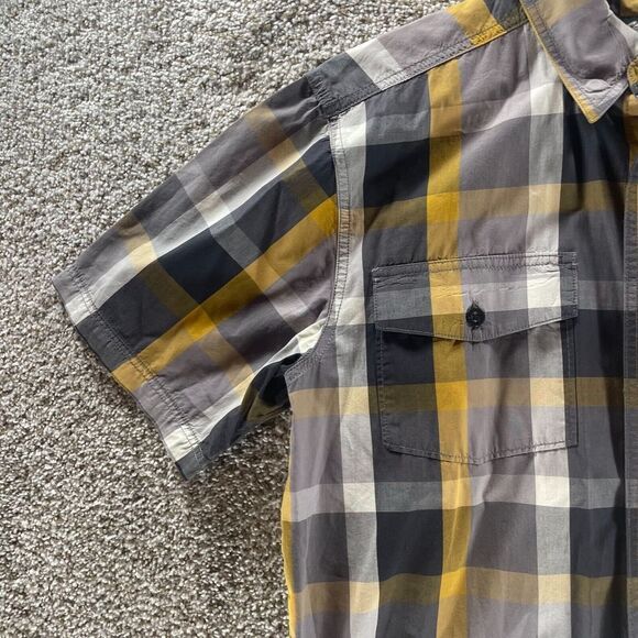 Harley Davidson Shirt Adult Medium Grey Yellow Plaid Dutton Up Casual Mens Patch - Picture 4 of 13